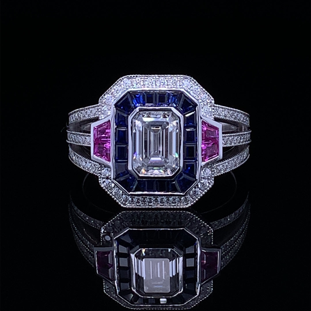 Custom Pink & Blue Sapphire Ring