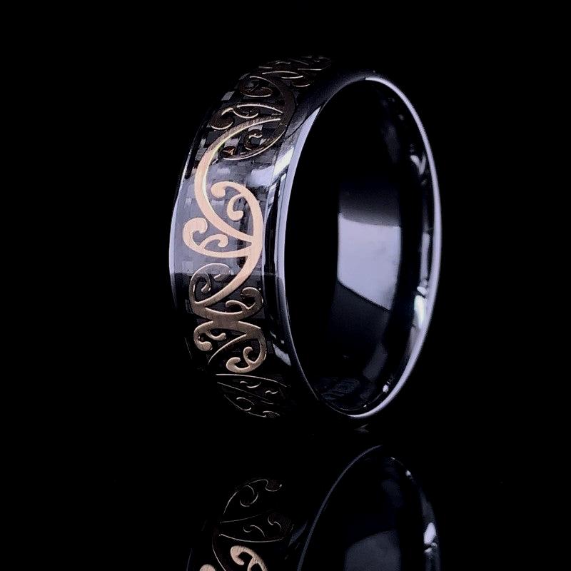 The Midnight Golden Koru Ring