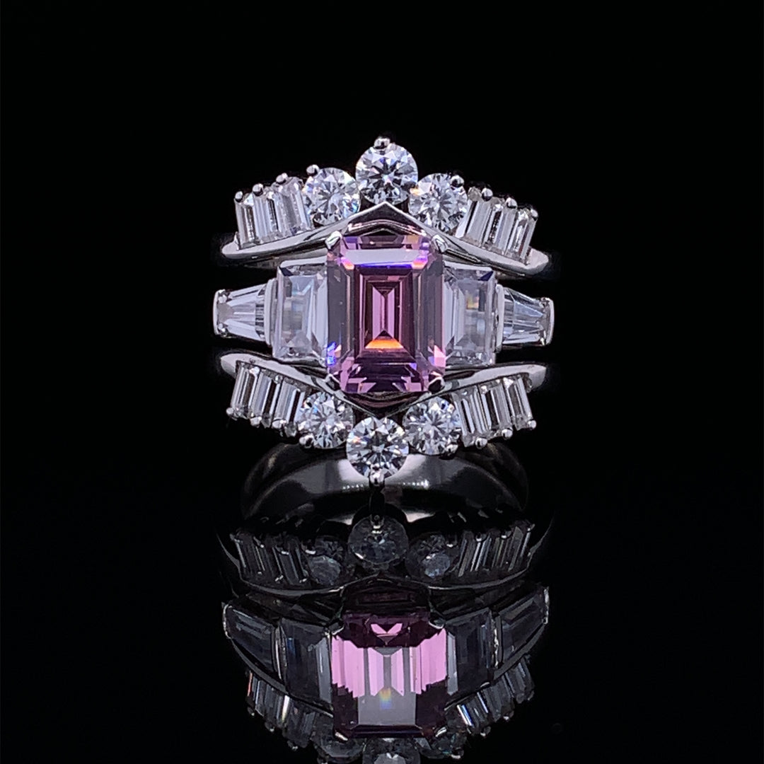 Custom Pink Sapphire & Moissanite Ring
