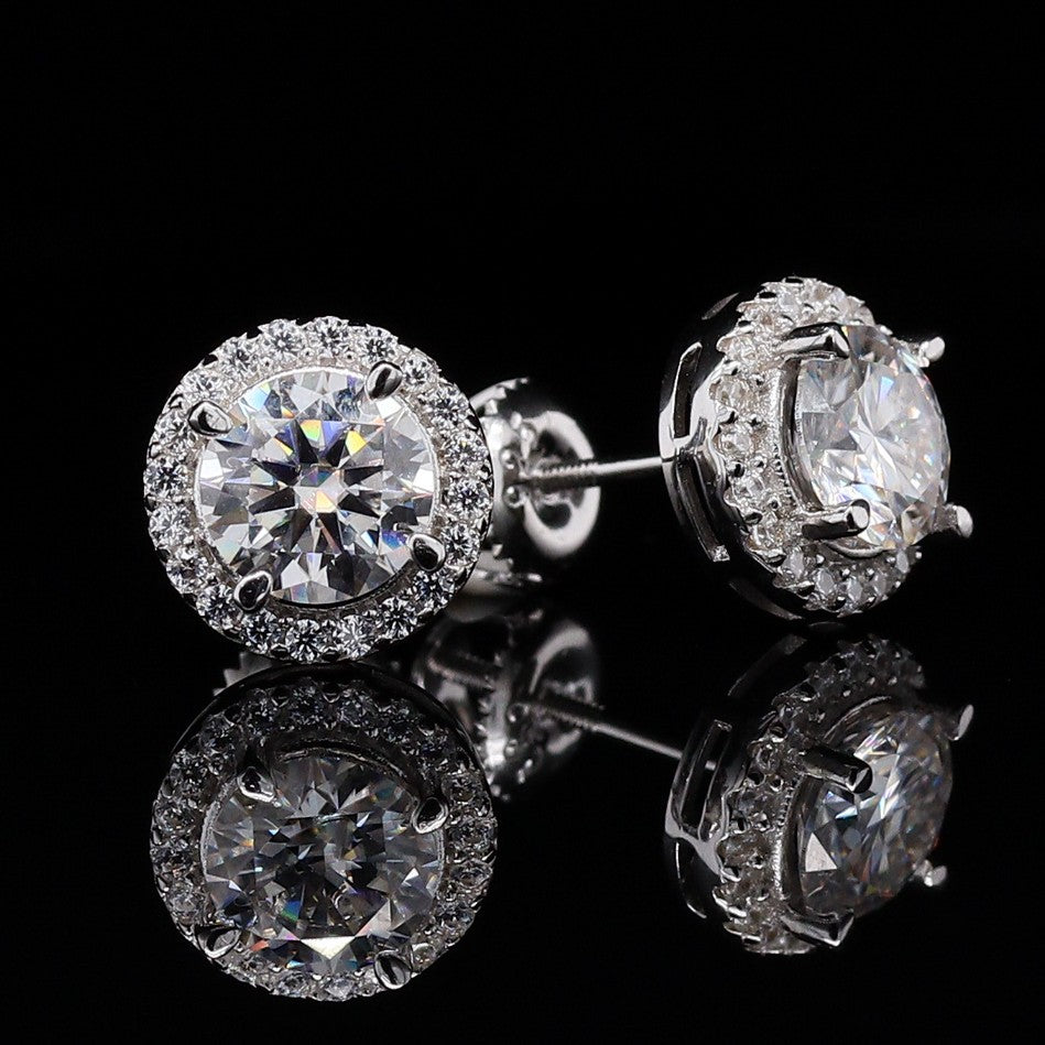 Each Ear Moissanite Halo Earrings – Storm Baker Jewellers