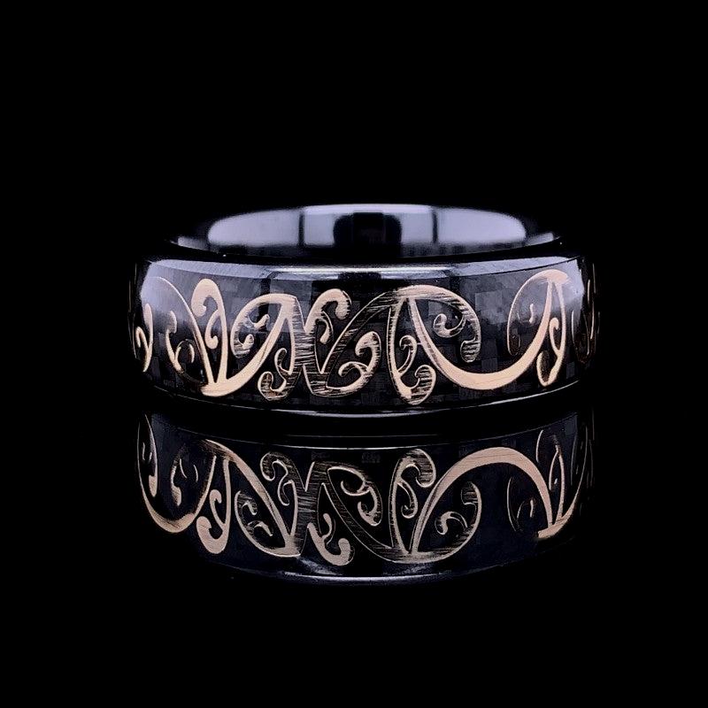 The Midnight Golden Koru Ring