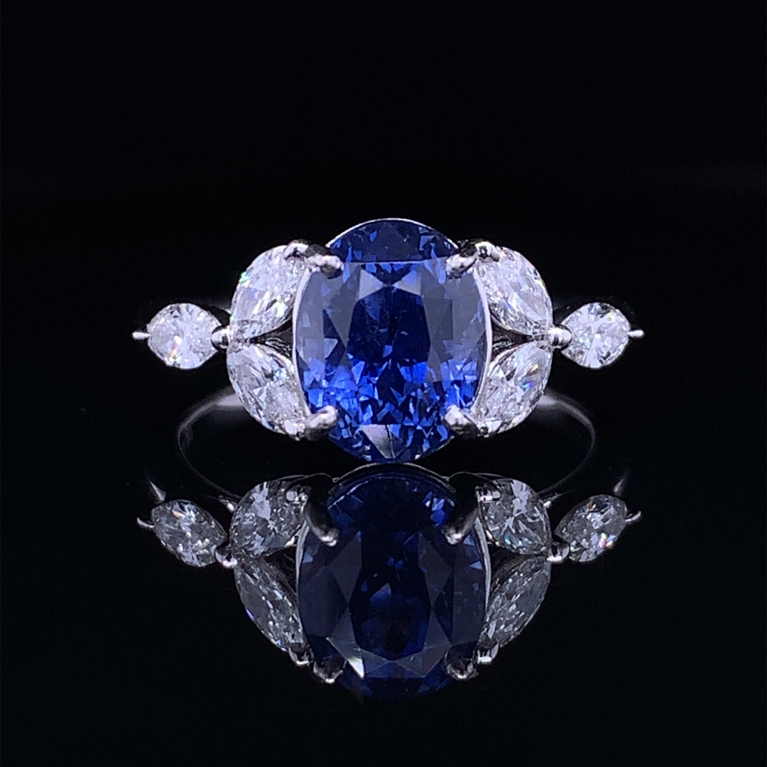 Natural Unheated Sapphire & Diamond