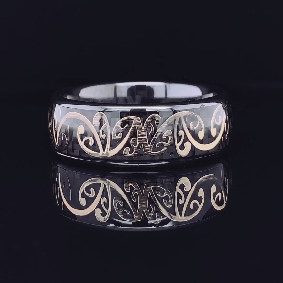 The Midnight Golden Koru Ring