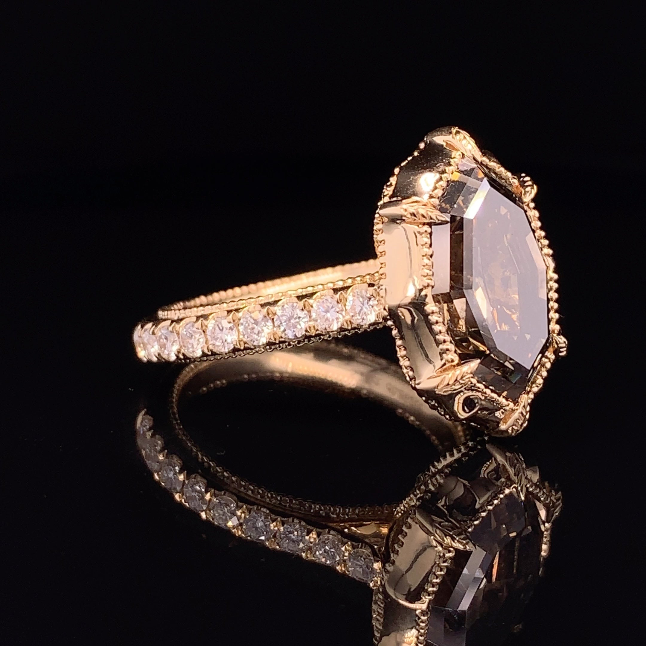 Smokey Black Diamond 5.76ct Custom Ring Storm Baker Jewellers