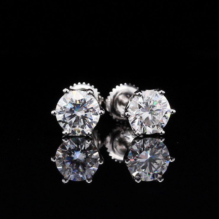 Solid Sterling Silver 2ct Moissanite Tulip Solitaire Earrings