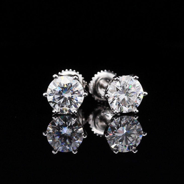Solid Sterling Silver 4ct Moissanite Tulip Solitaire Earrings