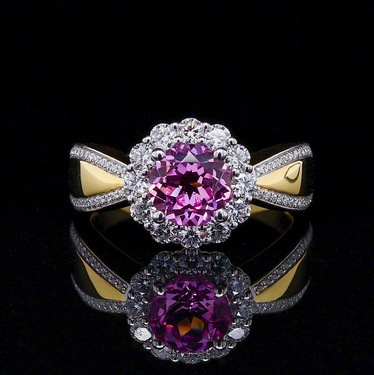 Gold Paradscha Sapphire & Moissanite