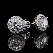 1.00ct Each Ear Moissanite Halo Earrings