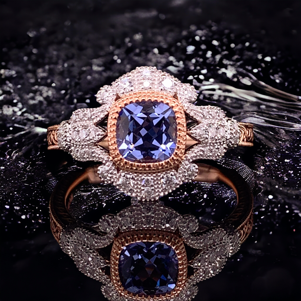 Vintage Sapphire & Moissanite Ring.