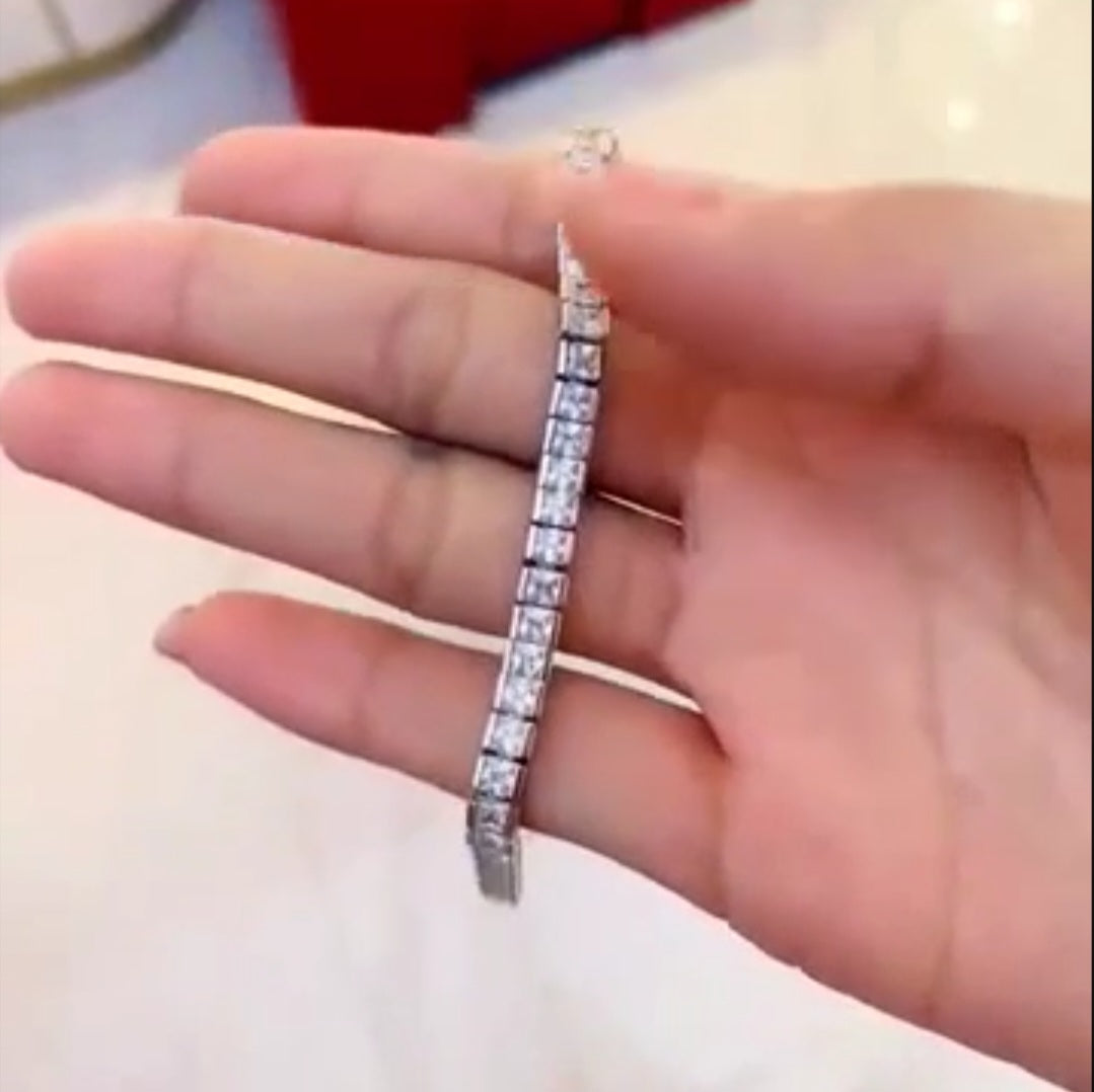 Moissanite 3mm Princess Cut Tennis Bracelet