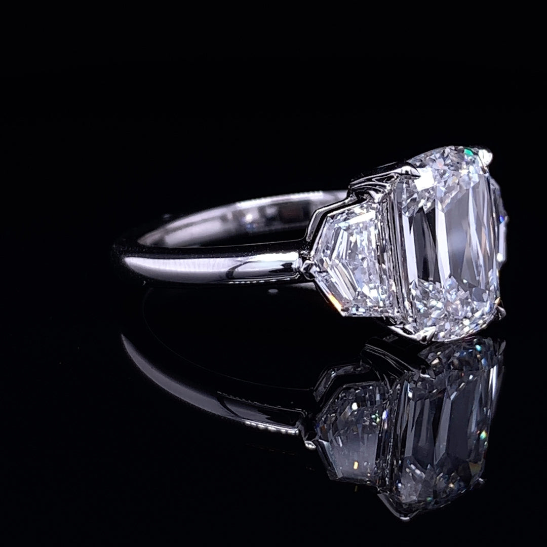 4.30ct Custom Cushion Cut Trilogy