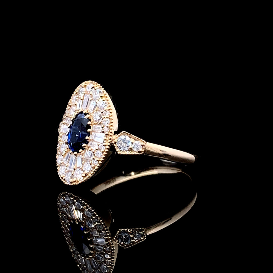 0.73ct  Natural Sapphire Diamond Ring