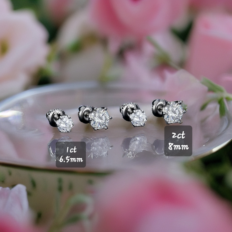Solid Sterling Silver 4ct Moissanite Tulip Solitaire Earrings
