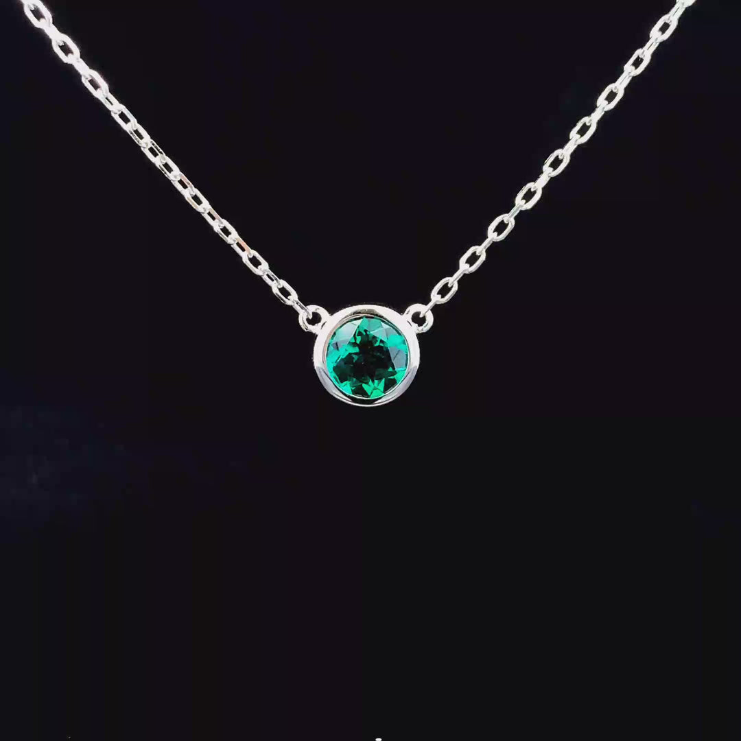 1ct Lab Emerald Bezel Pendant