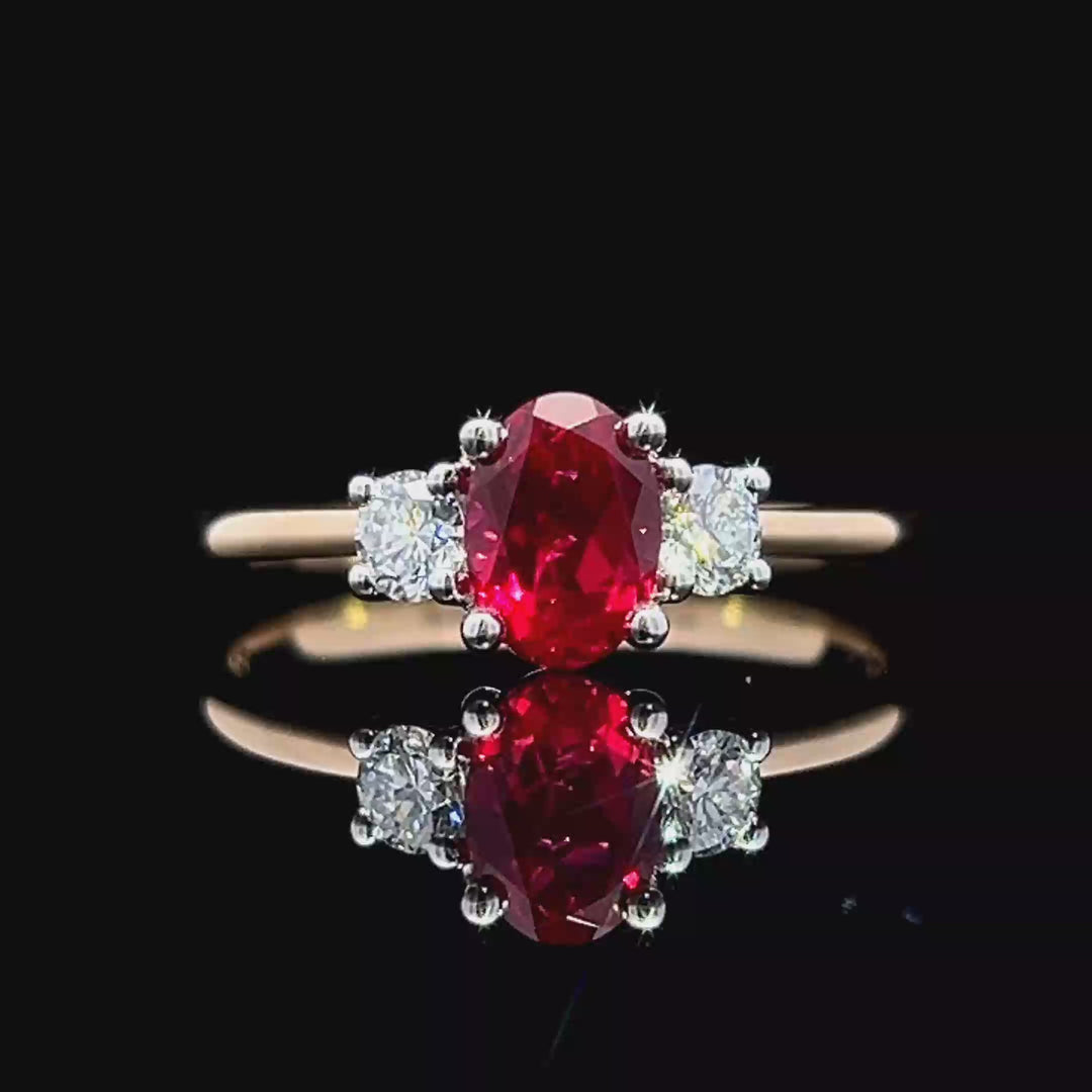 Lab Ruby & Diamond Ring