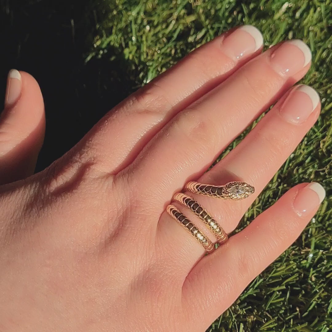 Silver Moissanite Snake Ring