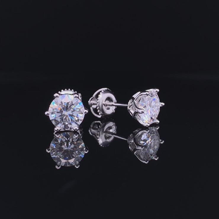 Solid Sterling Silver 4ct Moissanite Tulip Solitaire Earrings