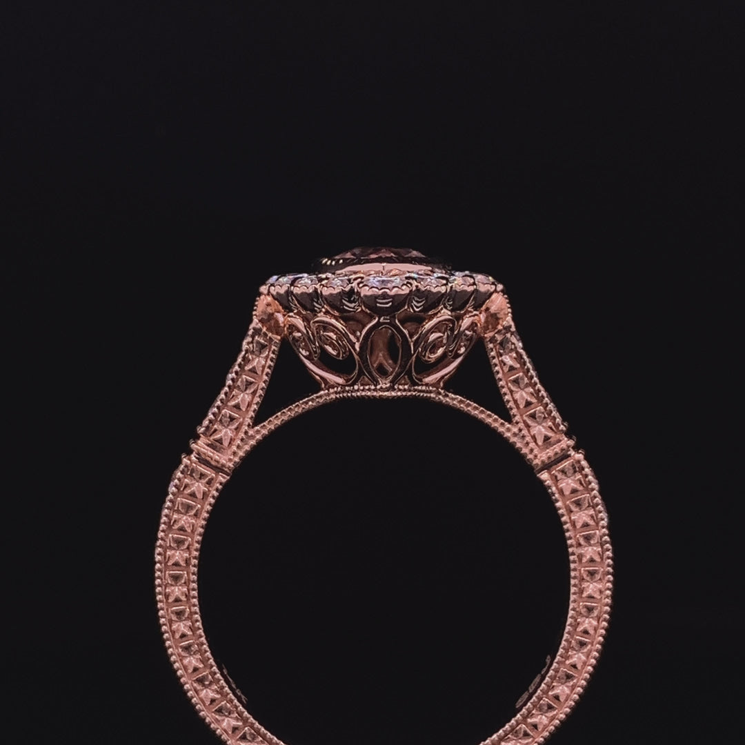 Natural Morganite & Moissanite Pear Vintage Ring