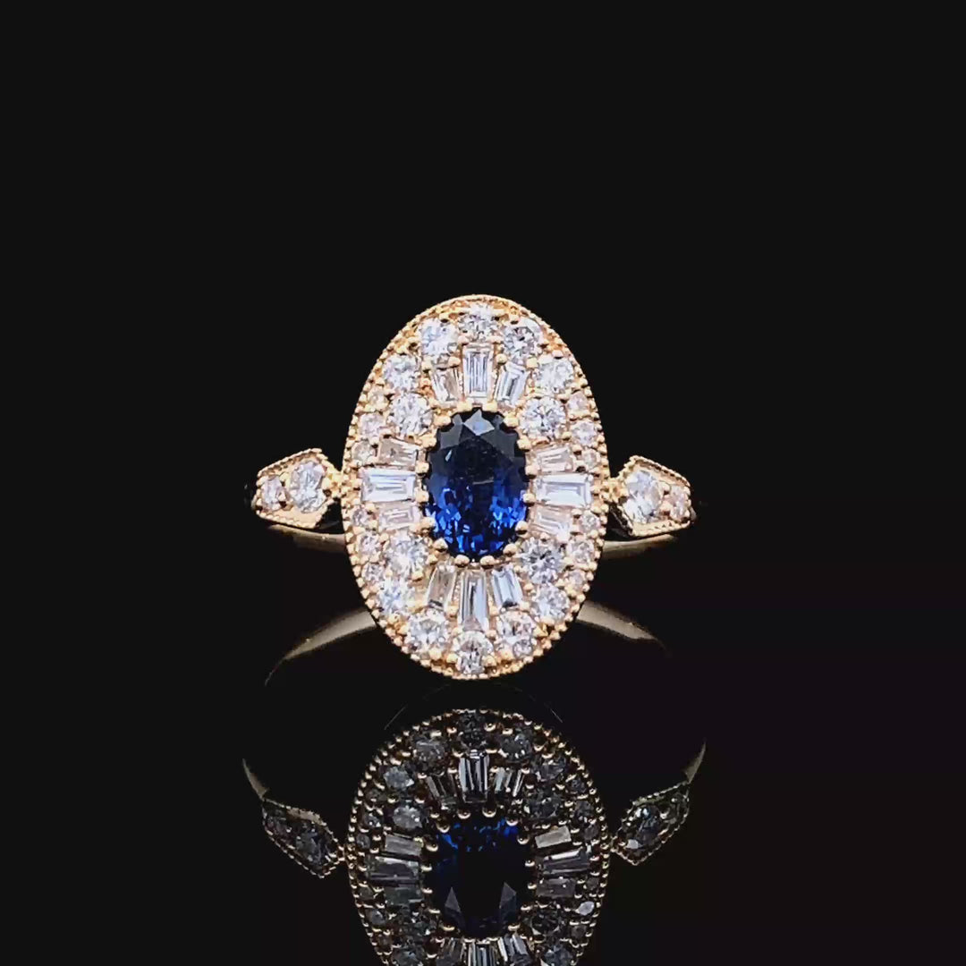 0.73ct  Natural Sapphire Diamond Ring