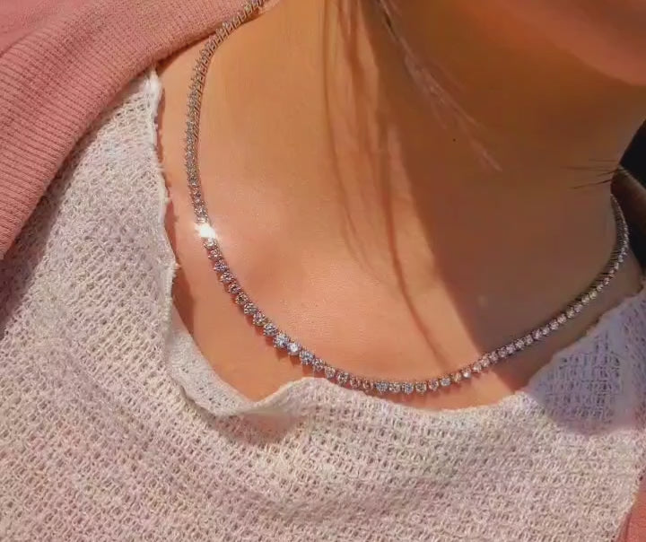 Graduated Moissanite Tennis Necklace (5mm to 3mm Round Brilliant Cut)