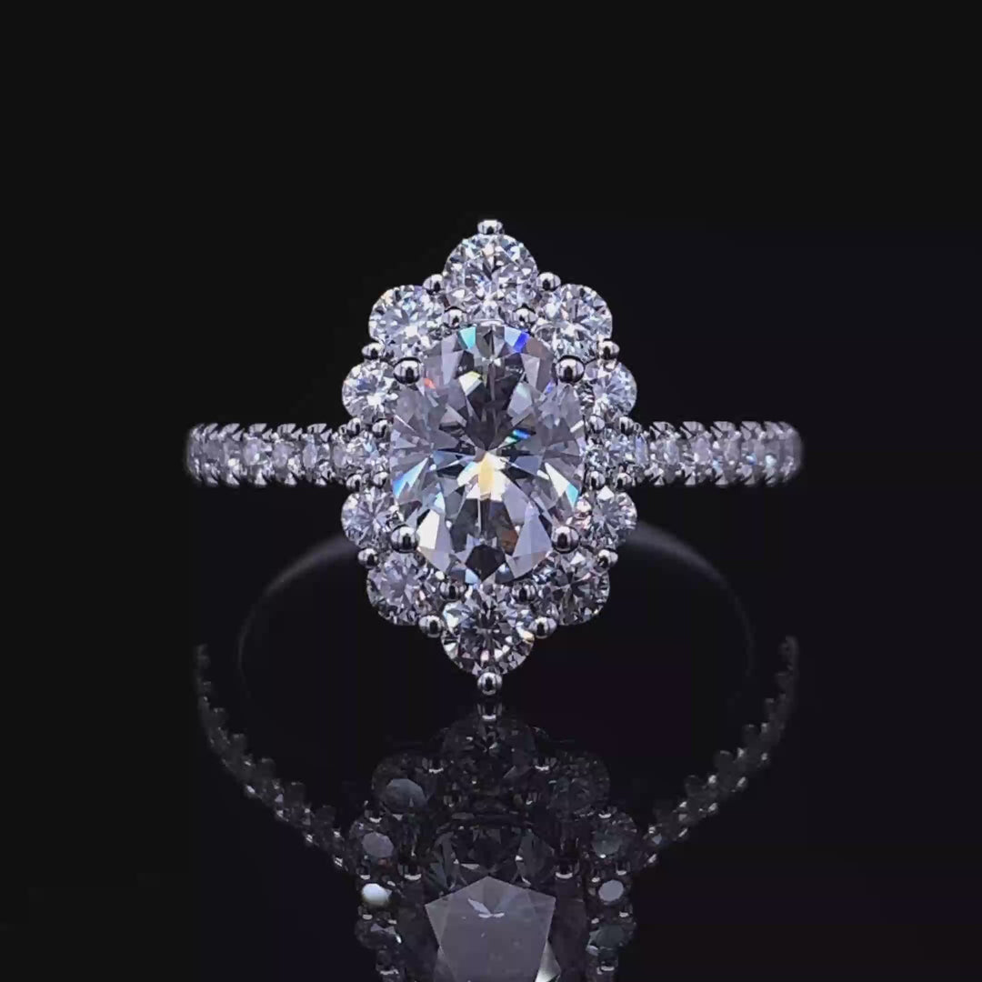 Diamond Oval Halo with Accented Shank