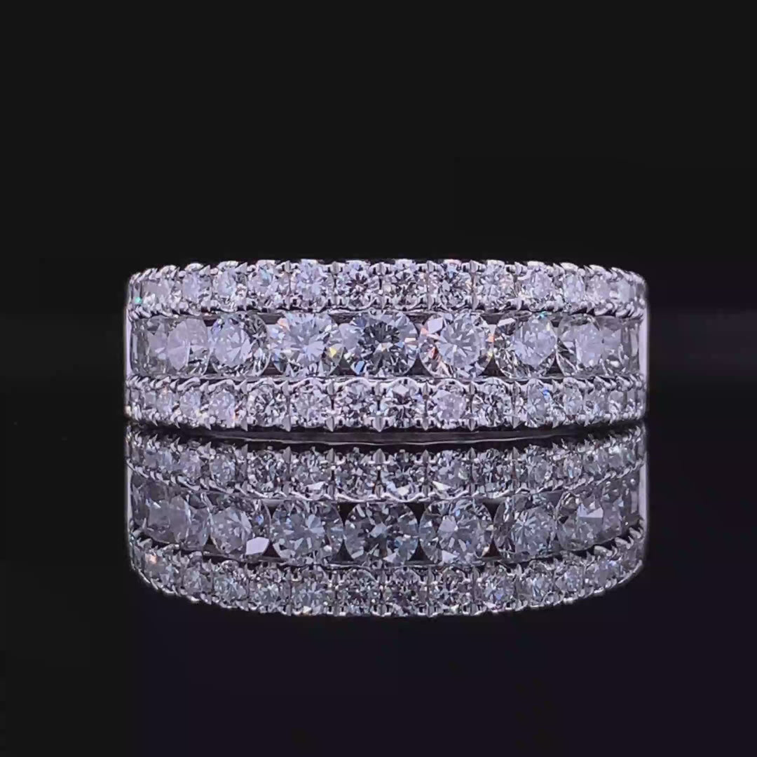 Moissanite Triple Row Band