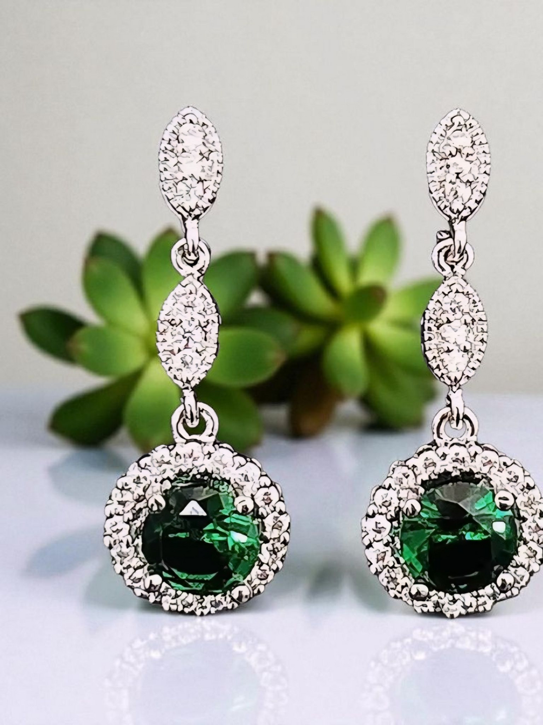 Emerald Vintage Cluster Drop Earrings