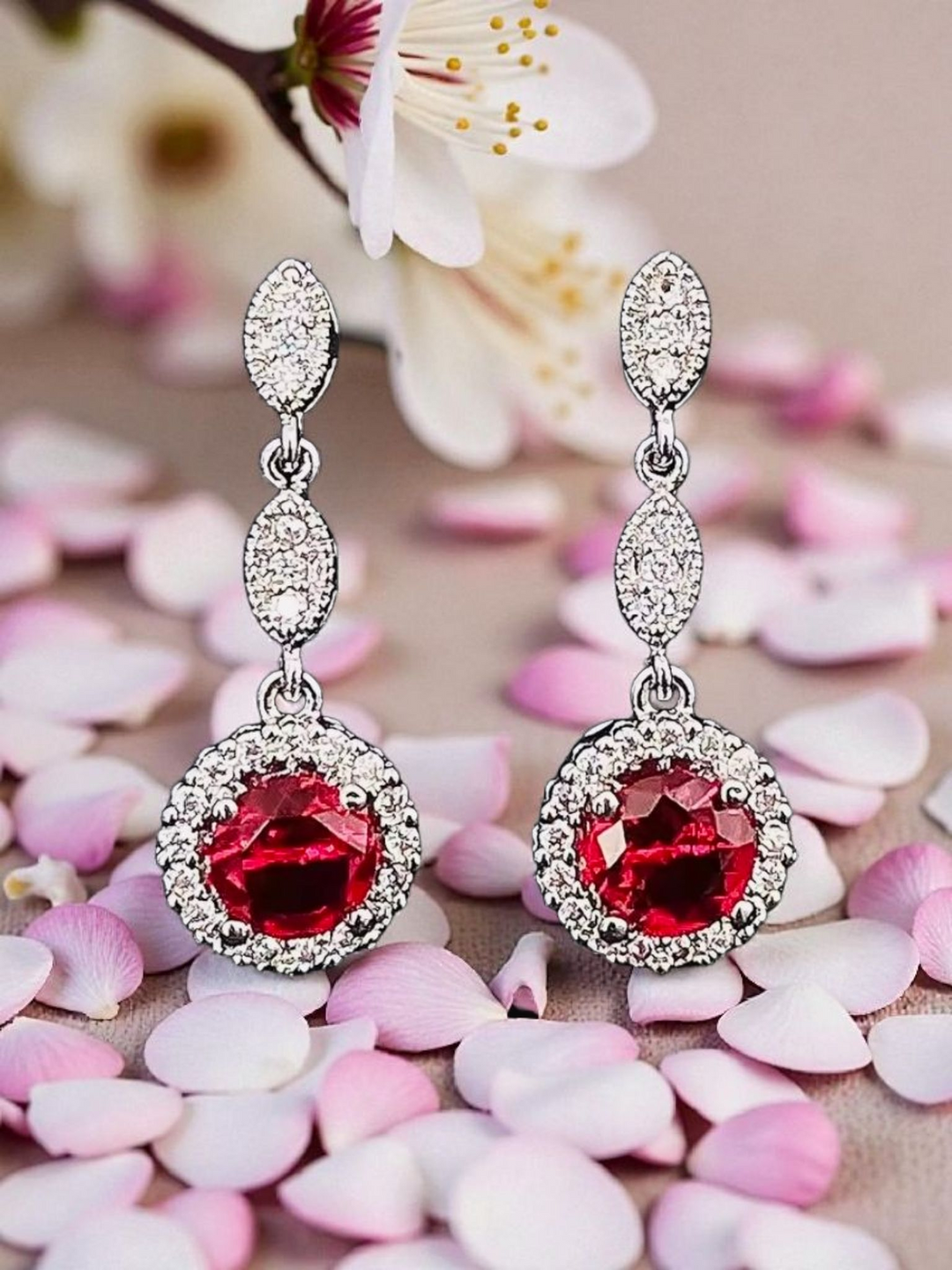 Ruby Vintage Cluster Drop Earrings