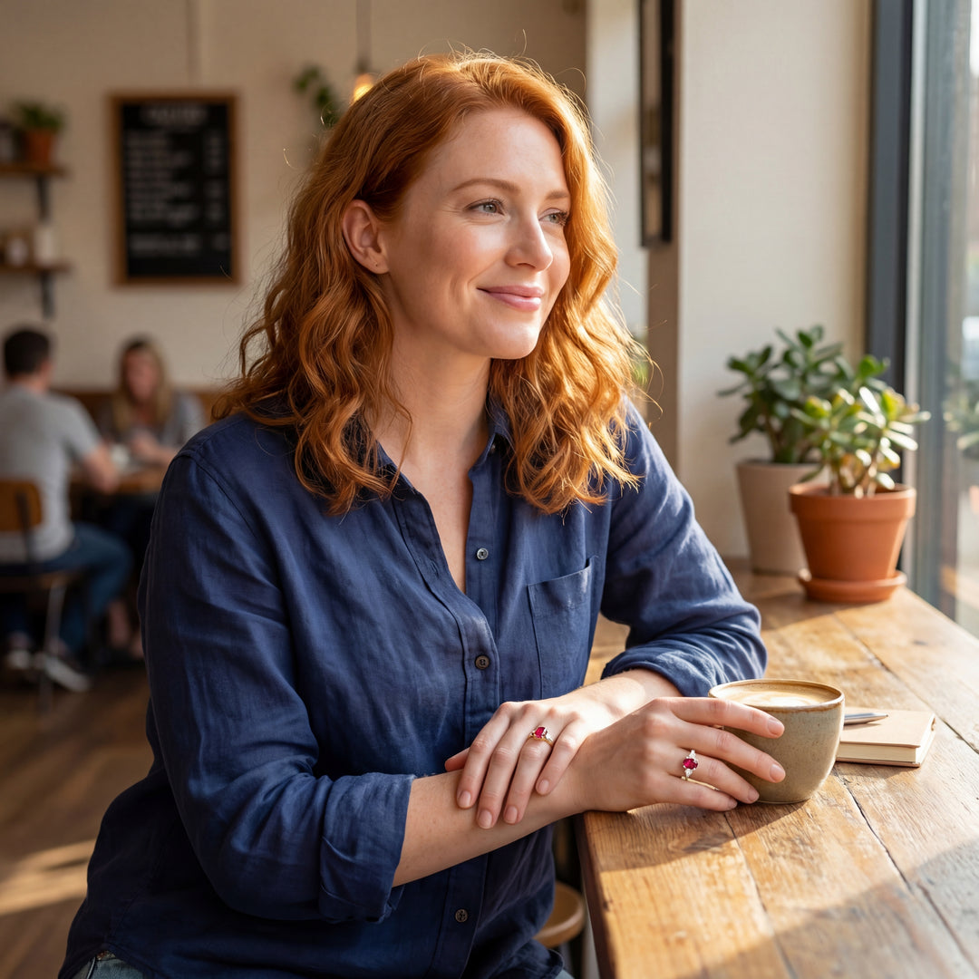 Lab Ruby & Diamond Ring