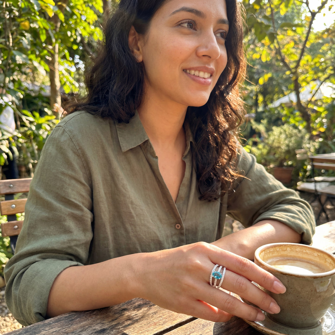 Lab Aquamarine & Moissanite