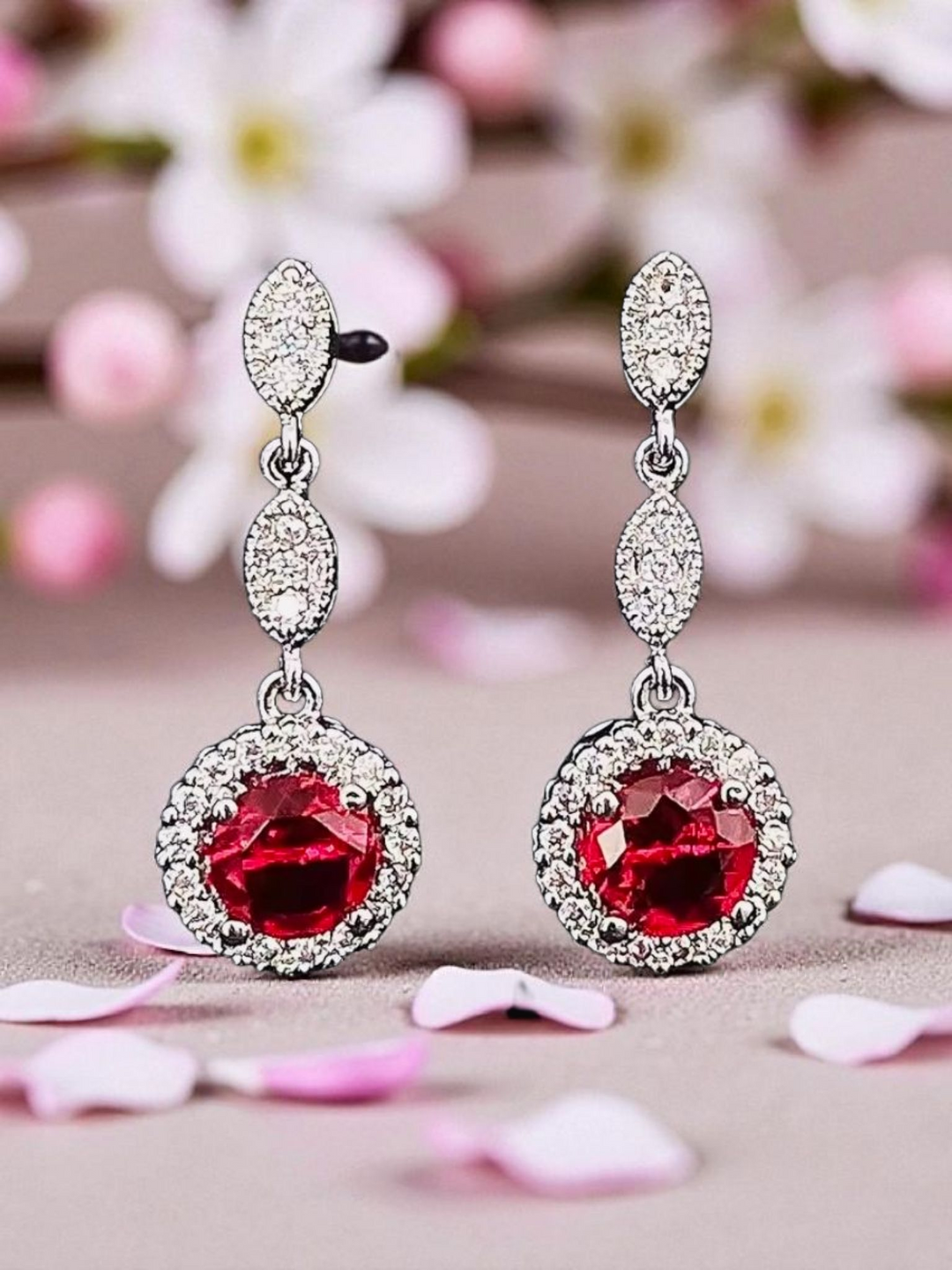 Ruby Vintage Cluster Drop Earrings