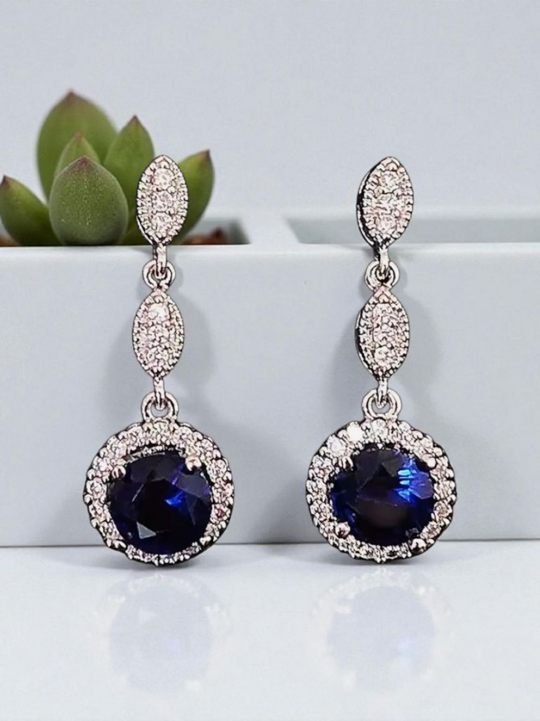 Sapphire Vintage Cluster Drop Earrings