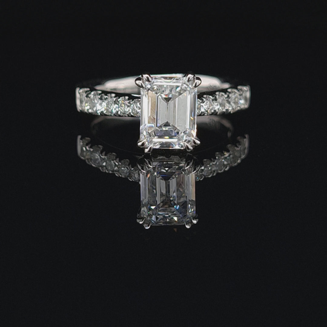 Emerald Cut Tapered Shank 1ct Moissanite Ring