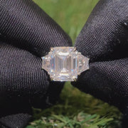 7ct Moissanite Emerald & Shield Trilogy