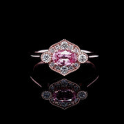 One of a Kind 14K Rose Gold Intense Peach Sapphire & Diamond Custom Ring