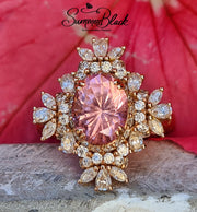 Pale Pink Oval Sapphire Ring - Custom 0010