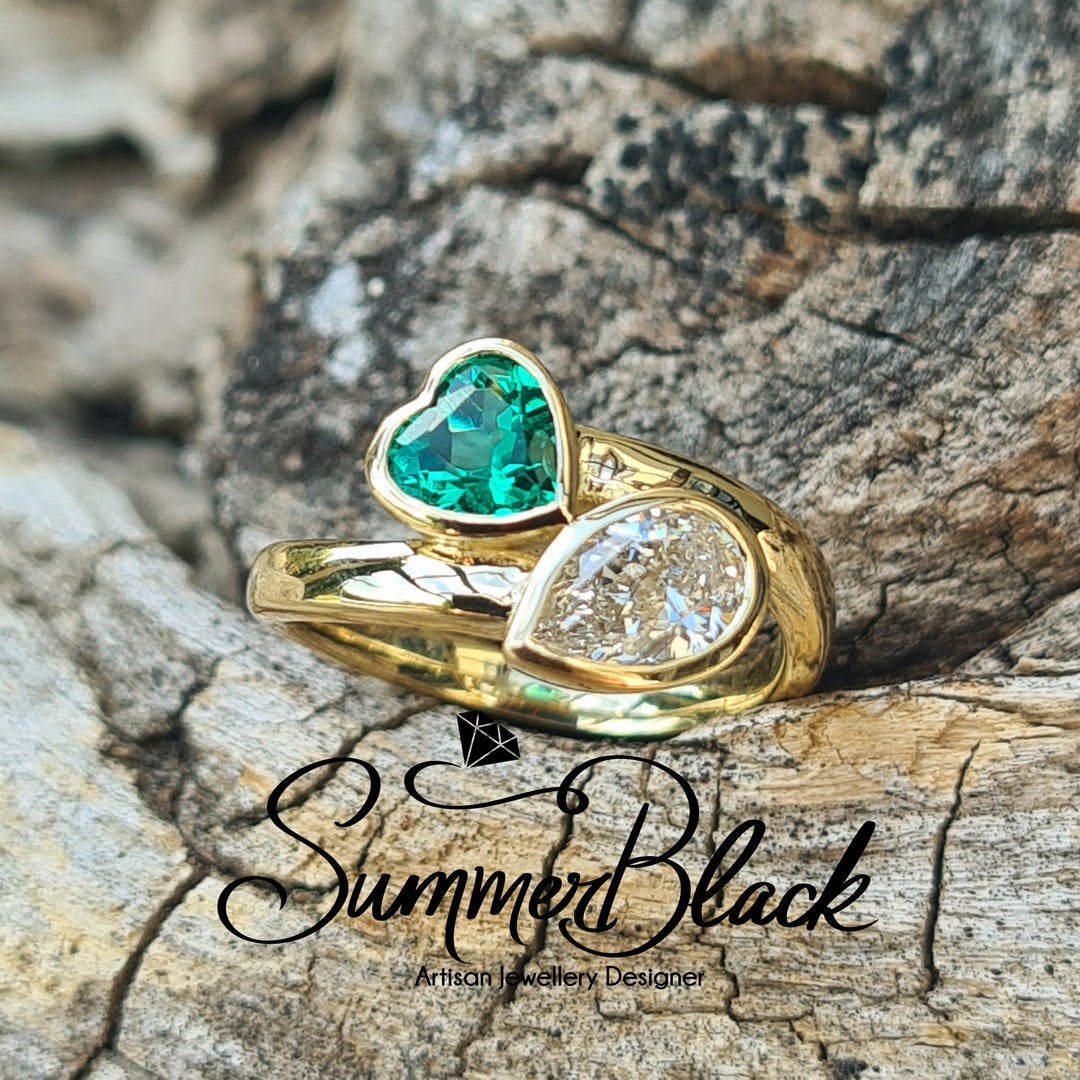 Emerald & Diamond Toi et Moi  - Custom 0009