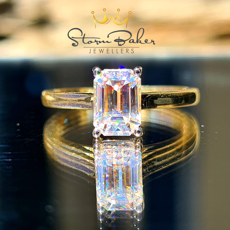 Emerald Cut Solitaire - Custom 0087