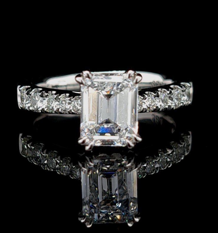 Emerald Cut Tapered Shank 1ct Moissanite Ring