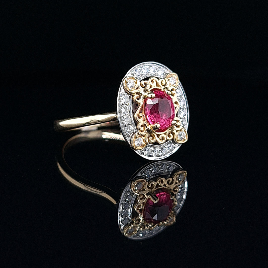 18k Pink Spinel & Natural Diamond Ring