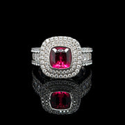 Pink Jellytip Tourmaline Double Halo Ring