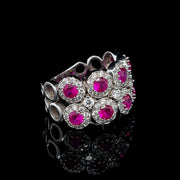 Multi Halo Lab Ruby & Moissanite Band