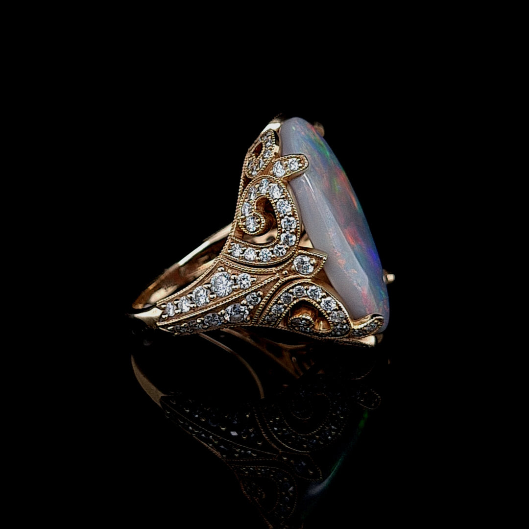 One of a Kind Black Opal Ring
