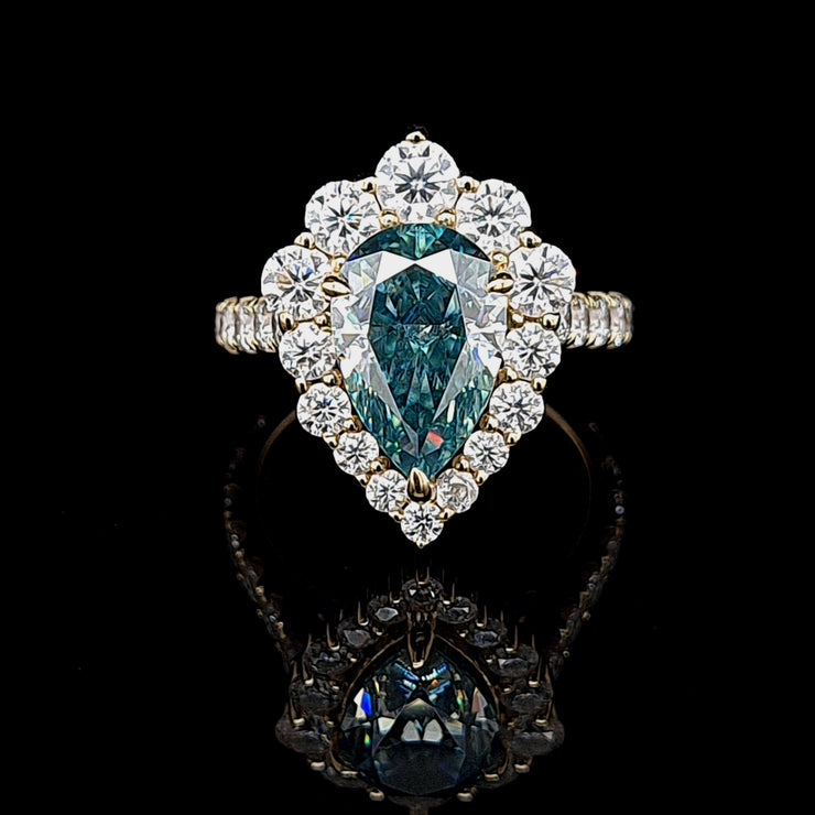 Aquamarine Moissanite Pear Vintage Ring