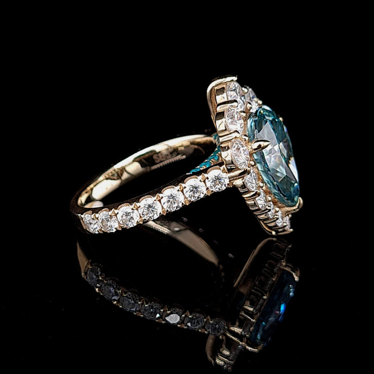 Aquamarine Moissanite Pear Vintage Ring