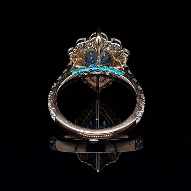 Aquamarine Moissanite Pear Vintage Ring