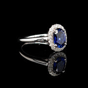 Lab Royal Blue Sapphire & Moissanite Ring - 0238
