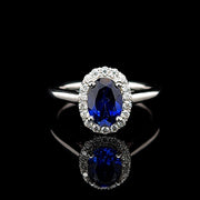 Lab Royal Blue Sapphire & Moissanite Ring - 0238