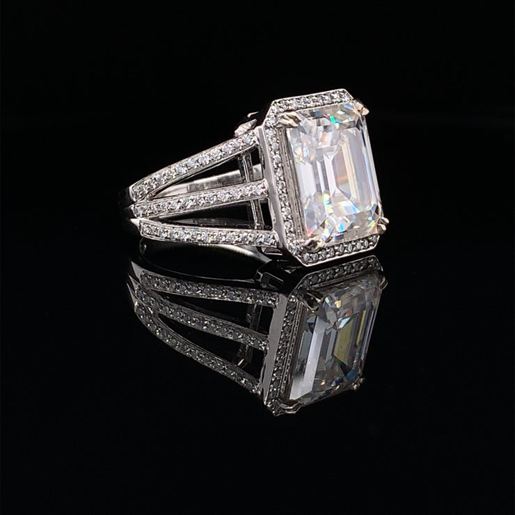 Emerald Cut Triple Shank Ring  - 0219