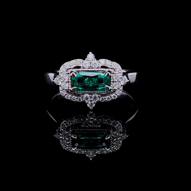 White Gold & Emerald Custom One of a kind Ring